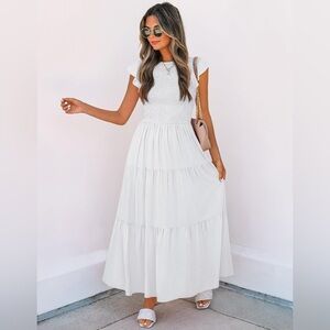 ZESICA Beautiful White Maxi Dress NWT